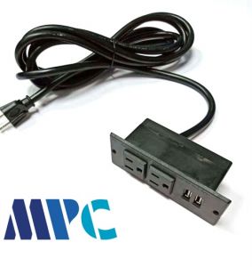 US multifunctional bedside bookcase hotel furniture plug board USB power strip office desktop UL furniture socket