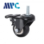 1.5 inch screw with brake caster dual bearing universal wheel PU polyurethane medical solid Caster