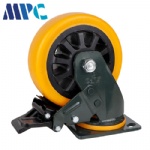 Heavy orange wear-resistant polyurethane industrial heavy equipment universal wheel with brake caster